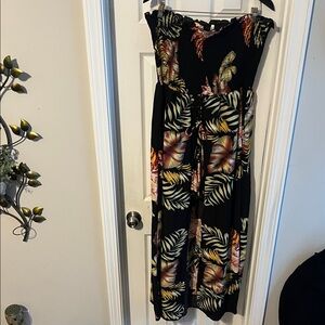 EUC Bluebell Tropical Black Shorts/Dress Combo Romper Size 3XL